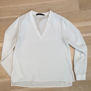 Zara White V-Neck Blouse